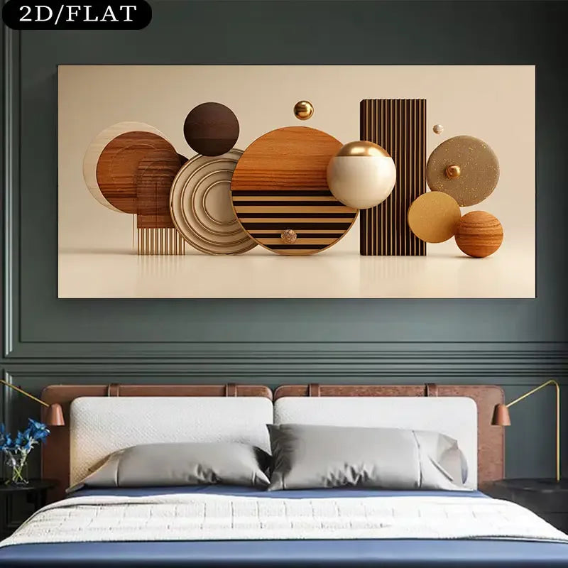 Frameless 1pc Extra Large Modern Abstract Geometric Wall Art, Brown, Golden, - Minimalist Living Room Bedroom Decor - Frameless