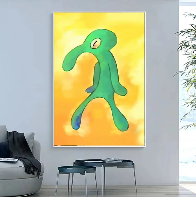 Art Canvas Painting HD Poster Bold and Brash Gallery Squidward Wall Art Cartoon Picture Living Room Bedroom Kid Room Home Decor