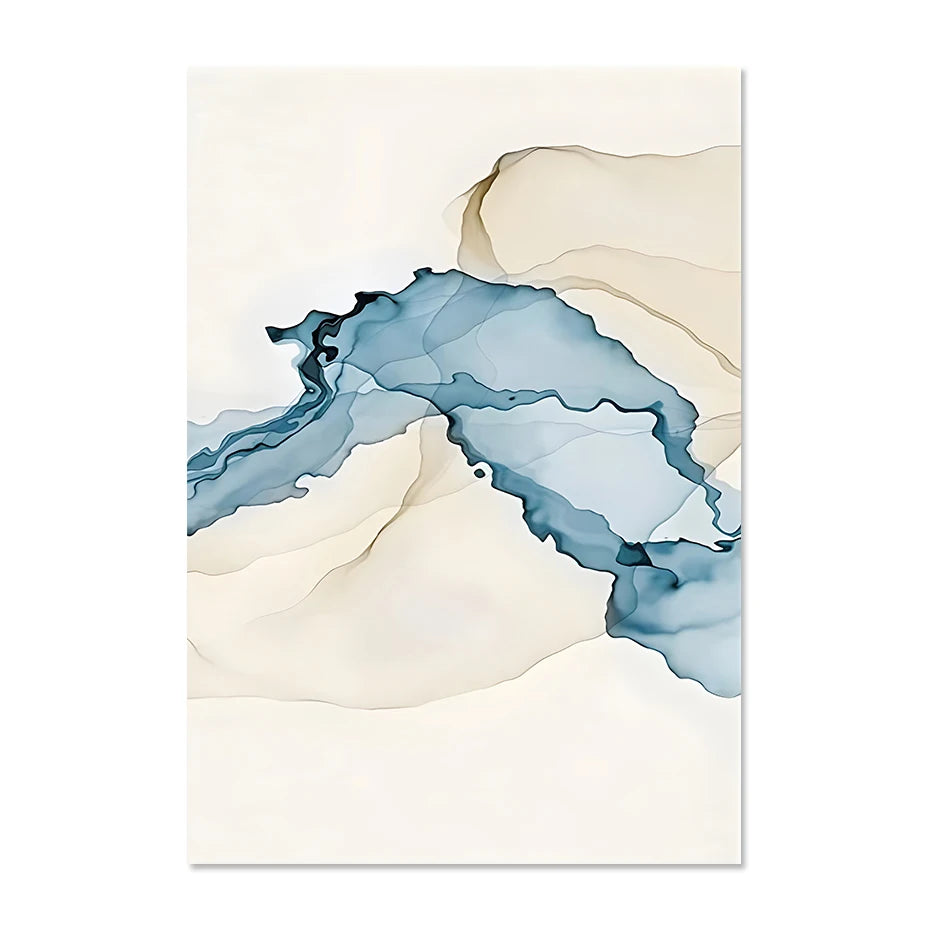 Modern Abstract Beige Blue Posters Nordic Modern Pictures Wall Art Print Canvas Painting Posters for Living Room Home Decor