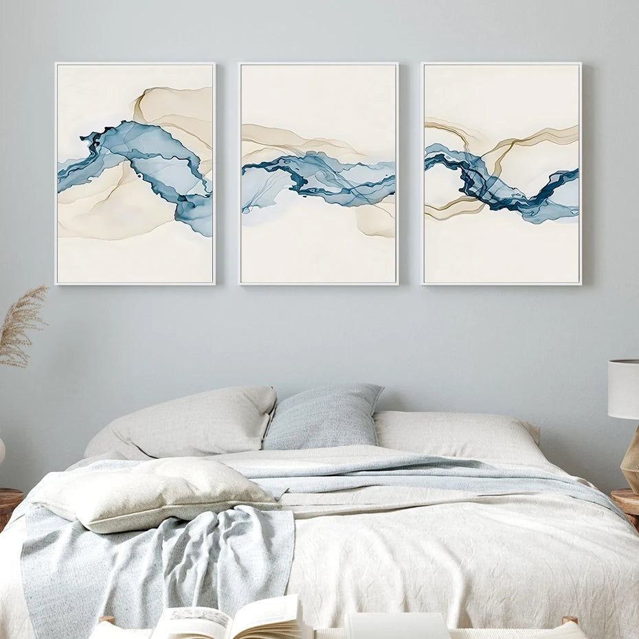 Modern Abstract Beige Blue Posters Nordic Modern Pictures Wall Art Print Canvas Painting Posters for Living Room Home Decor