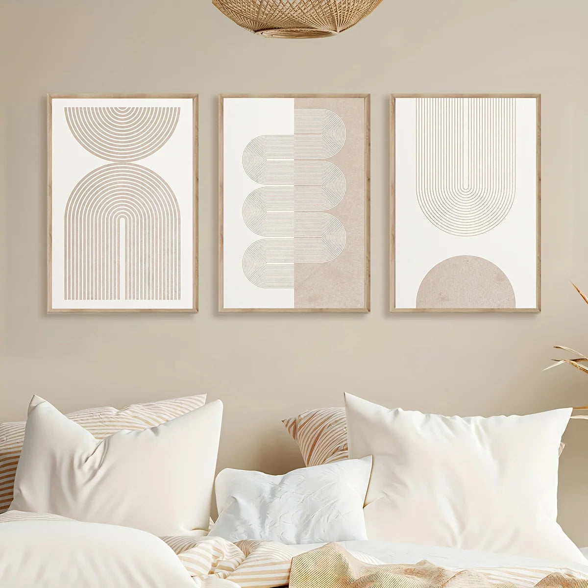 Frameless[Modern Art Decor] 3pcs Modern Retro Art Decor Canvas Wall Art Set | Unframed Ink Print, Suitable for Home Office, Livi