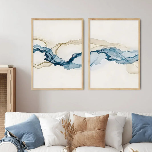 Modern Abstract Beige Blue Posters Nordic Modern Pictures Wall Art Print Canvas Painting Posters for Living Room Home Decor