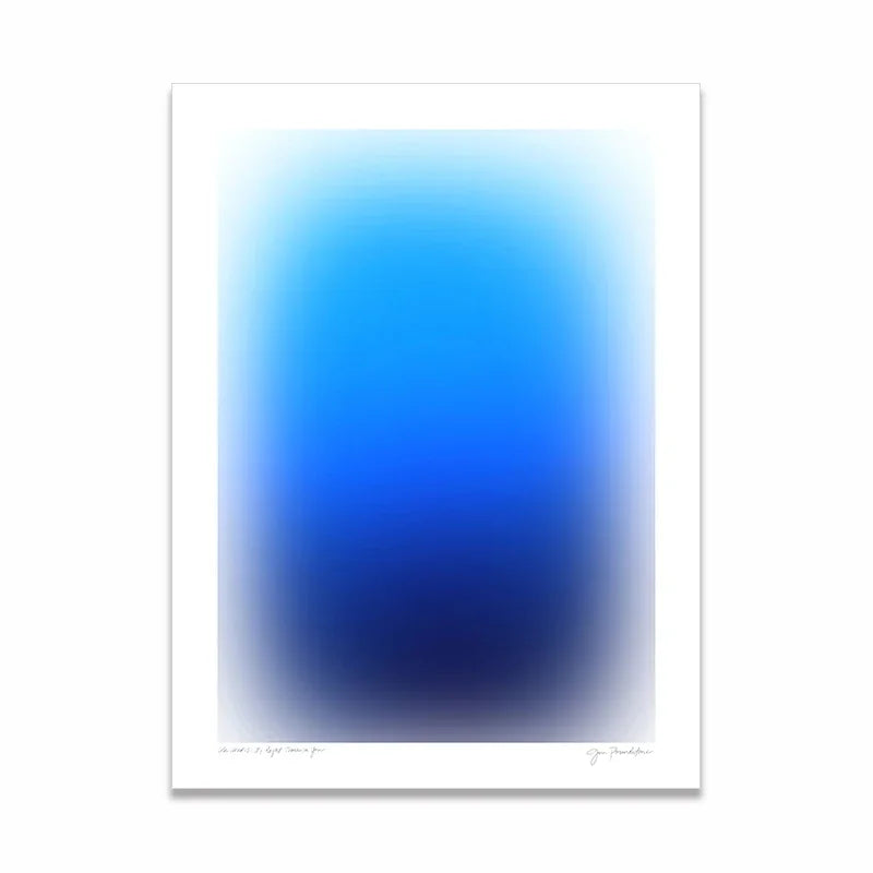 Modern minimalist style wall art gradient blue and orange line poster for artistic living room and bedroom decoration.