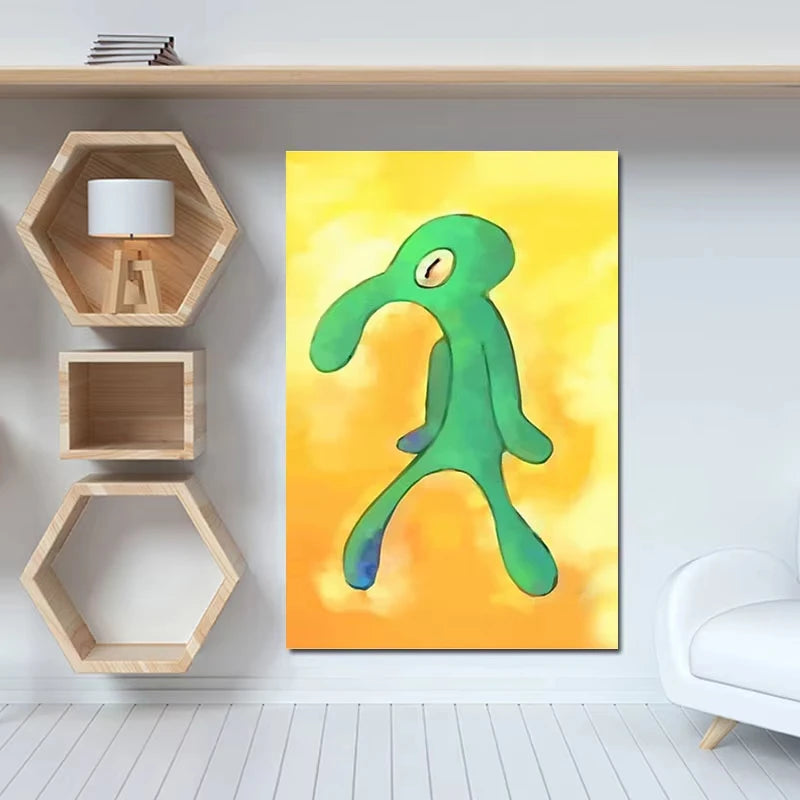 Art Canvas Painting HD Poster Bold and Brash Gallery Squidward Wall Art Cartoon Picture Living Room Bedroom Kid Room Home Decor