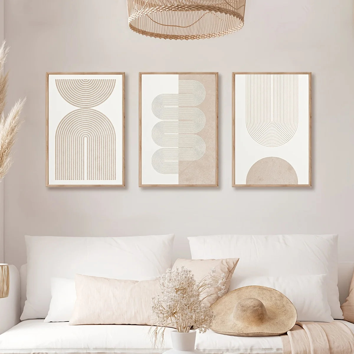 Frameless[Modern Art Decor] 3pcs Modern Retro Art Decor Canvas Wall Art Set | Unframed Ink Print, Suitable for Home Office, Livi