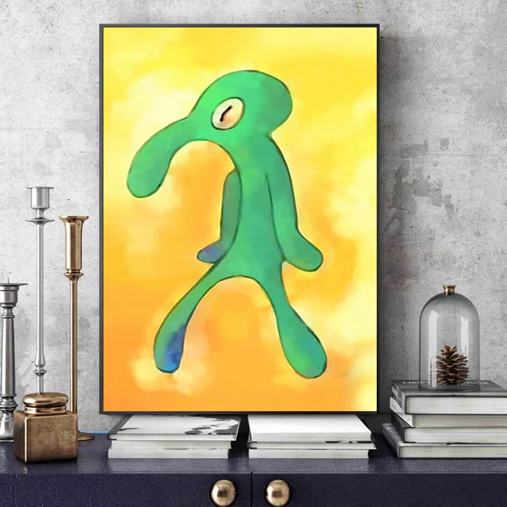 Art Canvas Painting HD Poster Bold and Brash Gallery Squidward Wall Art Cartoon Picture Living Room Bedroom Kid Room Home Decor
