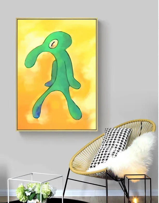Art Canvas Painting HD Poster Bold and Brash Gallery Squidward Wall Art Cartoon Picture Living Room Bedroom Kid Room Home Decor