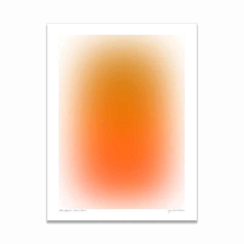 Modern minimalist style wall art gradient blue and orange line poster for artistic living room and bedroom decoration.