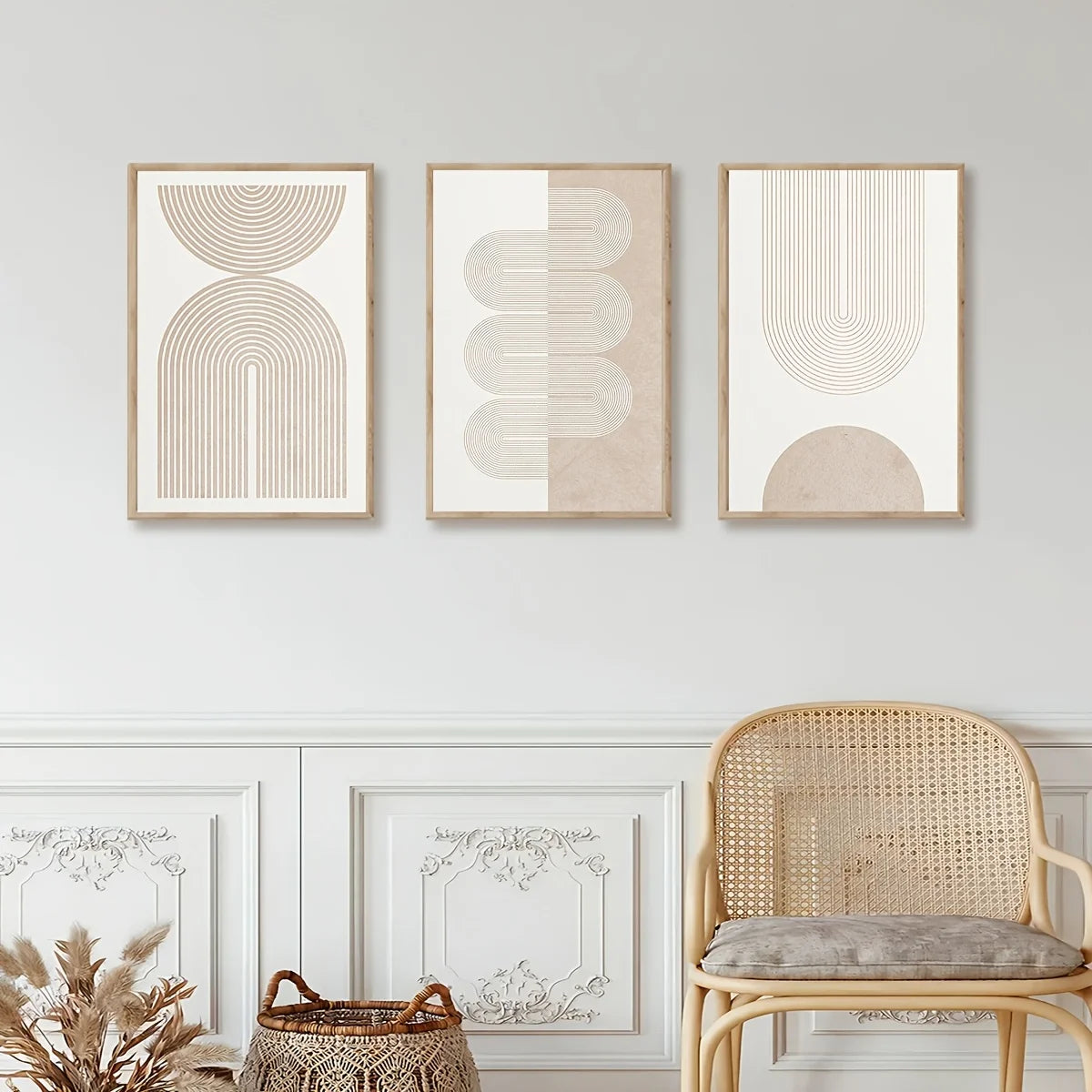 Frameless[Modern Art Decor] 3pcs Modern Retro Art Decor Canvas Wall Art Set | Unframed Ink Print, Suitable for Home Office, Livi