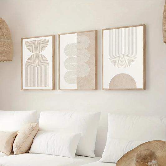 Frameless[Modern Art Decor] 3pcs Modern Retro Art Decor Canvas Wall Art Set | Unframed Ink Print, Suitable for Home Office, Livi